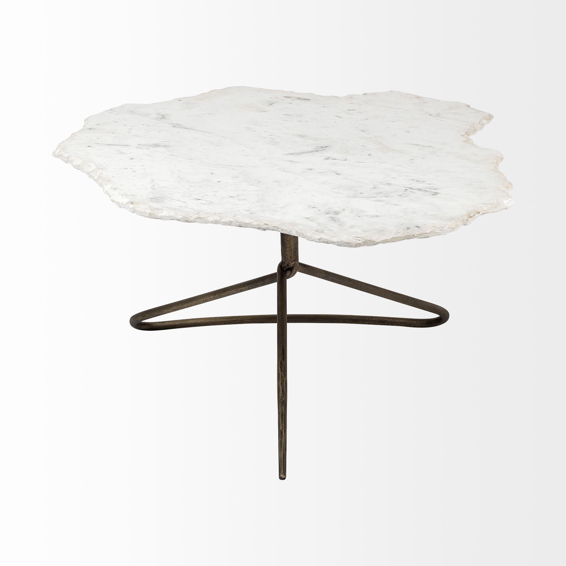 Irregular White Marble Top and Gold Metal Base Coffee Table