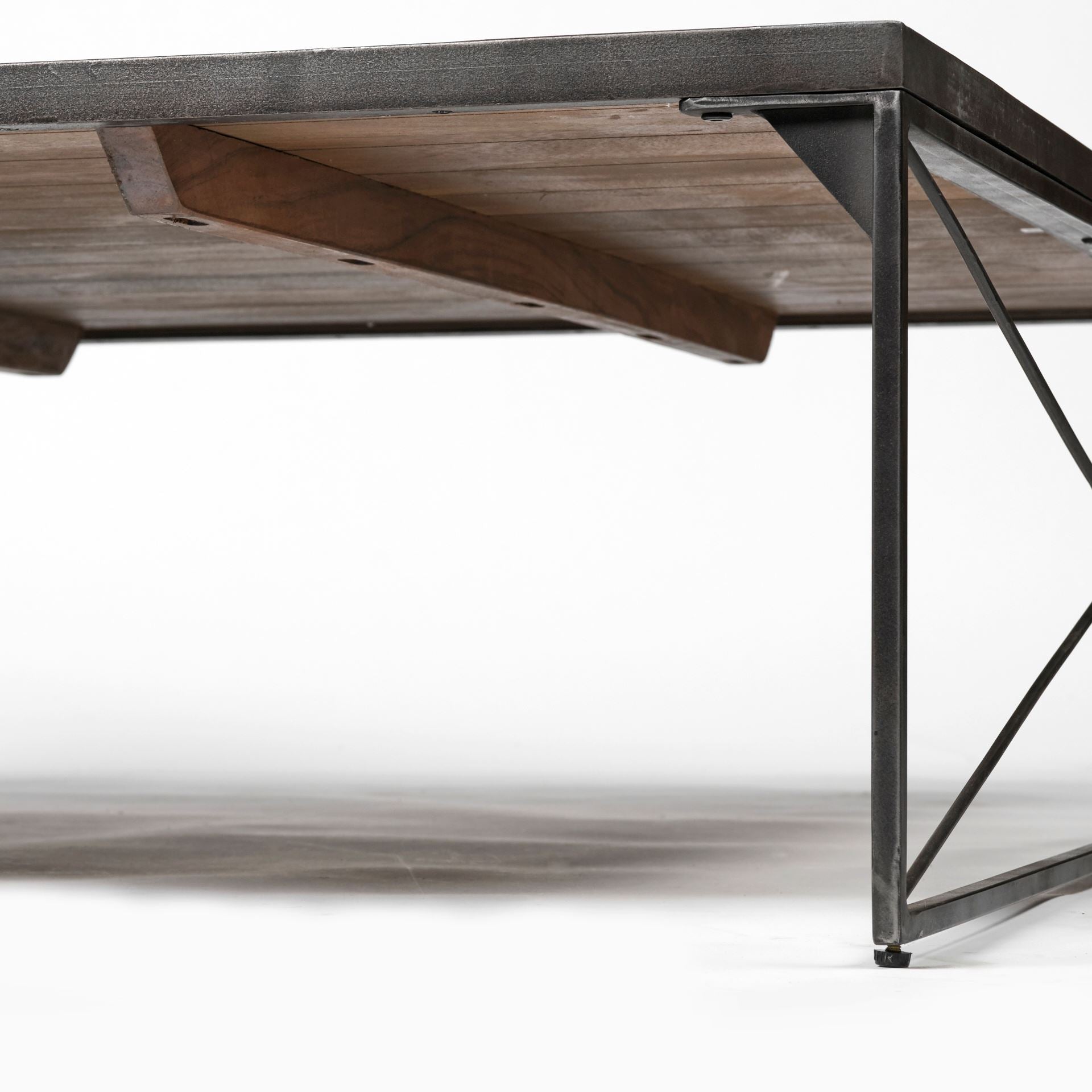 Square Wood Top and Black Metal Base Coffee Table