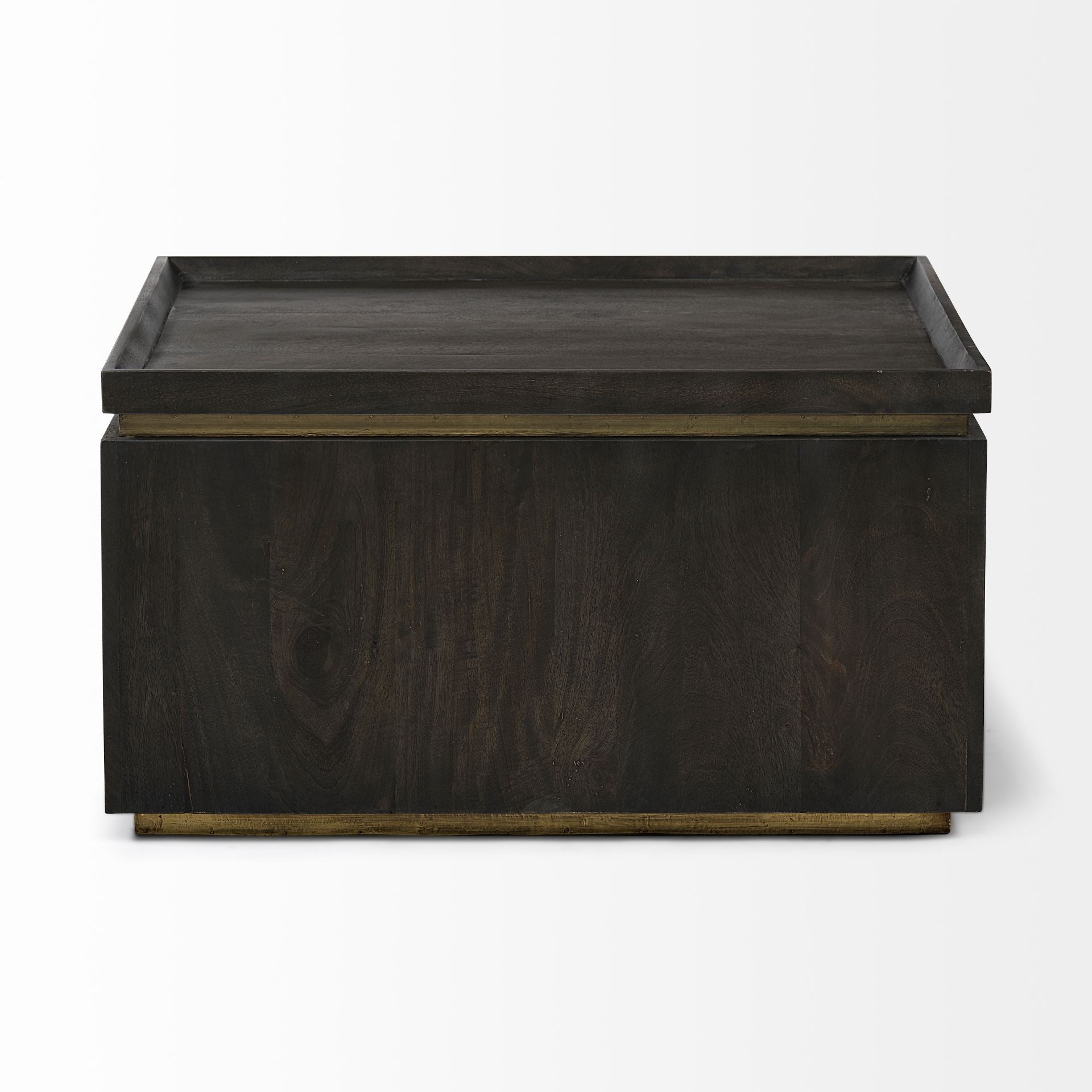 Square Brown Hinged Top Coffee Table w/ Hidden Storage