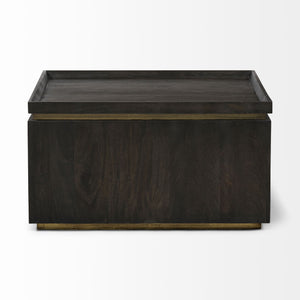 Square Brown Hinged Top Coffee Table w/ Hidden Storage