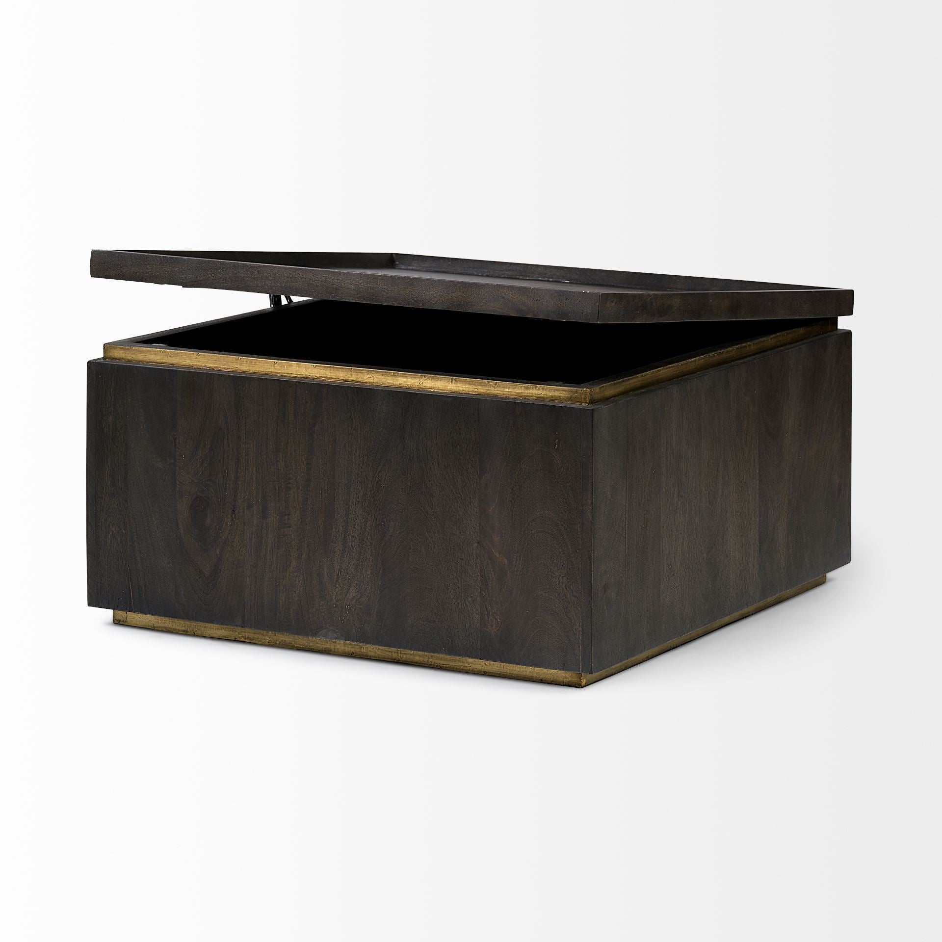 Square Brown Hinged Top Coffee Table w/ Hidden Storage