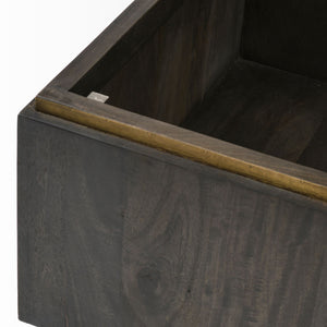 Square Brown Hinged Top Coffee Table w/ Hidden Storage