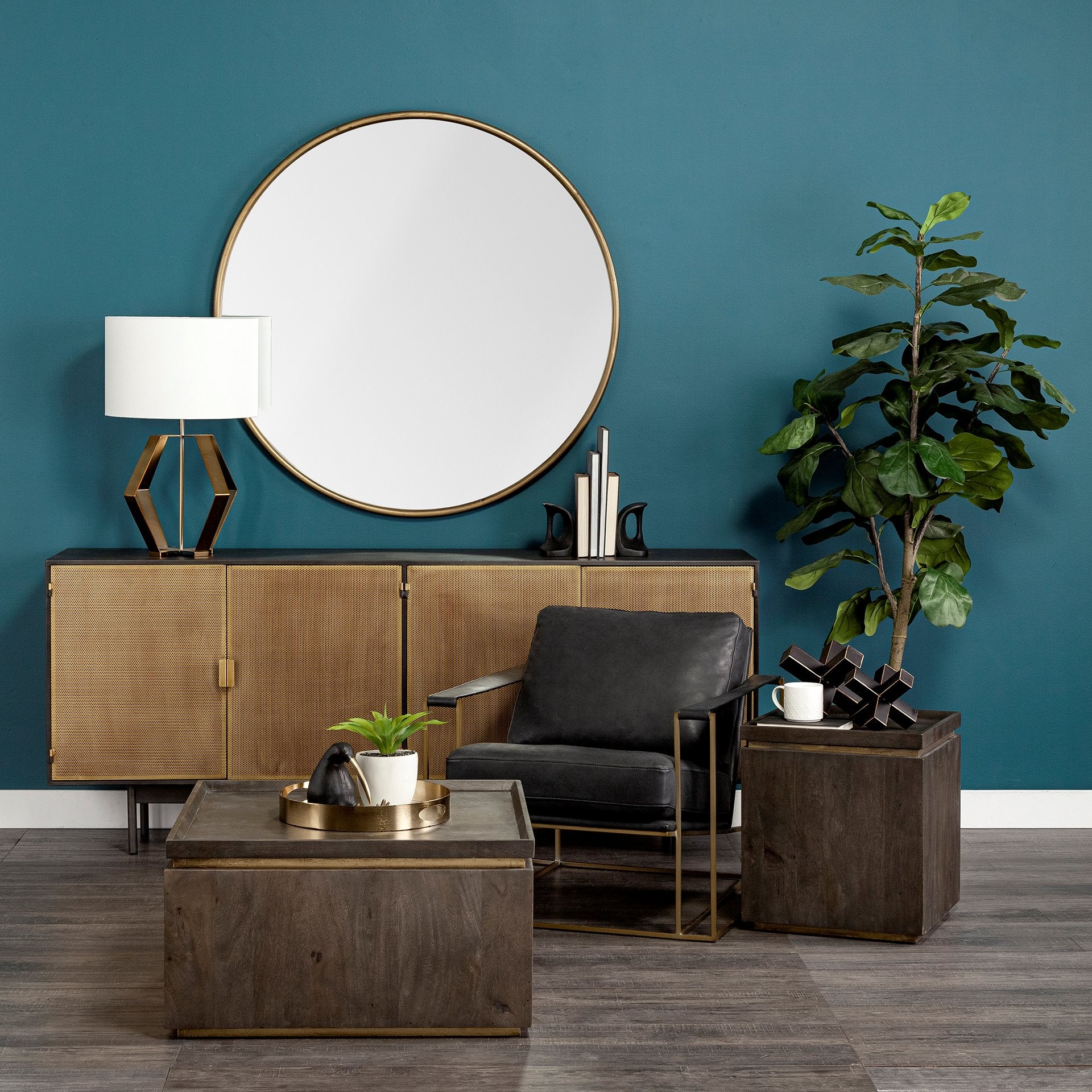 Square Brown Hinged Top Coffee Table w/ Hidden Storage