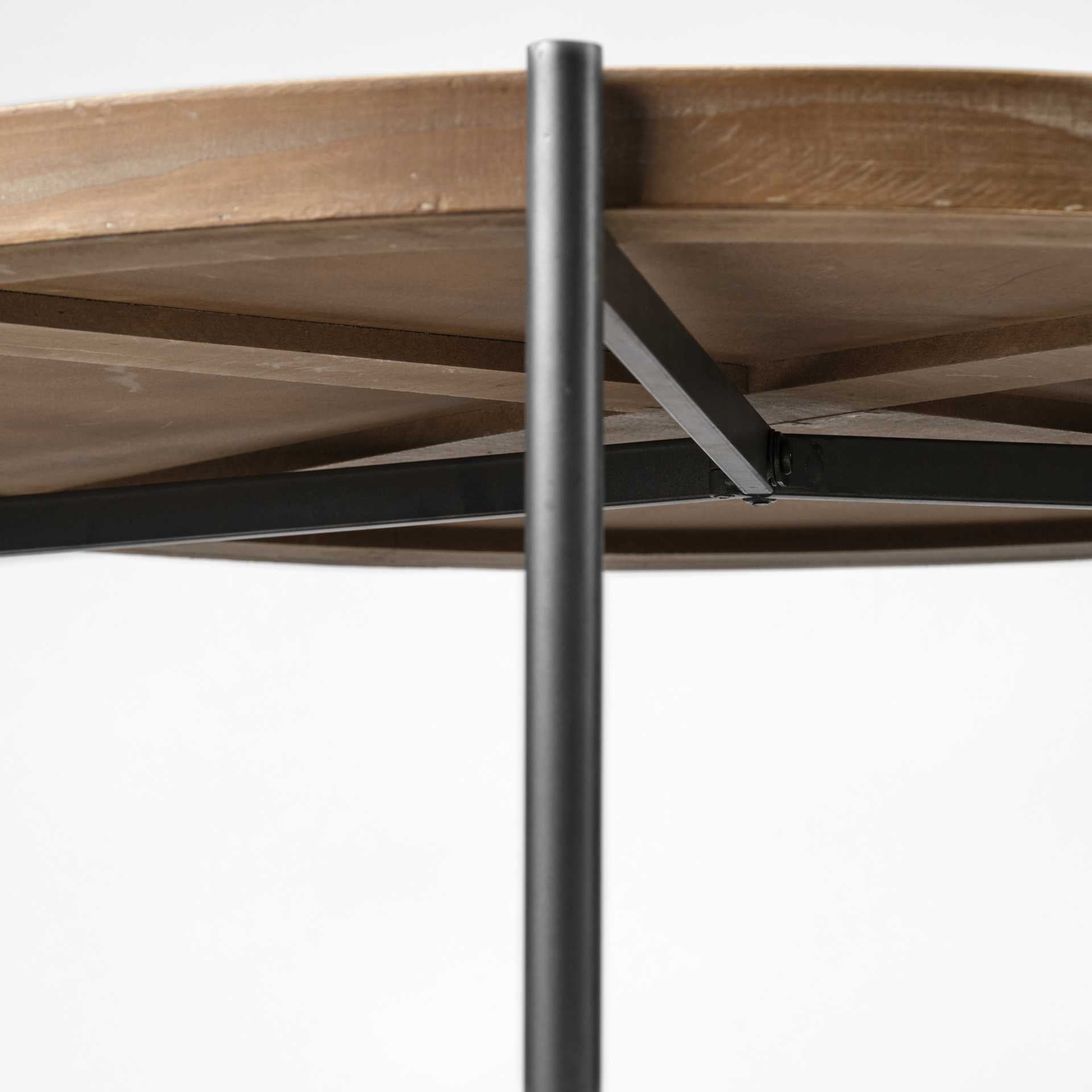 33" Round Black Wood and Metal Frame Two Tier Coffee Table