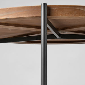 33" Round Black Wood and Metal Frame Two Tier Coffee Table