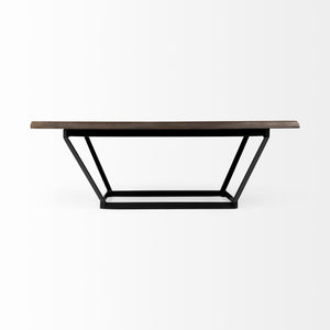 Square Solid Wood Top and Black Metal Base Coffee Table