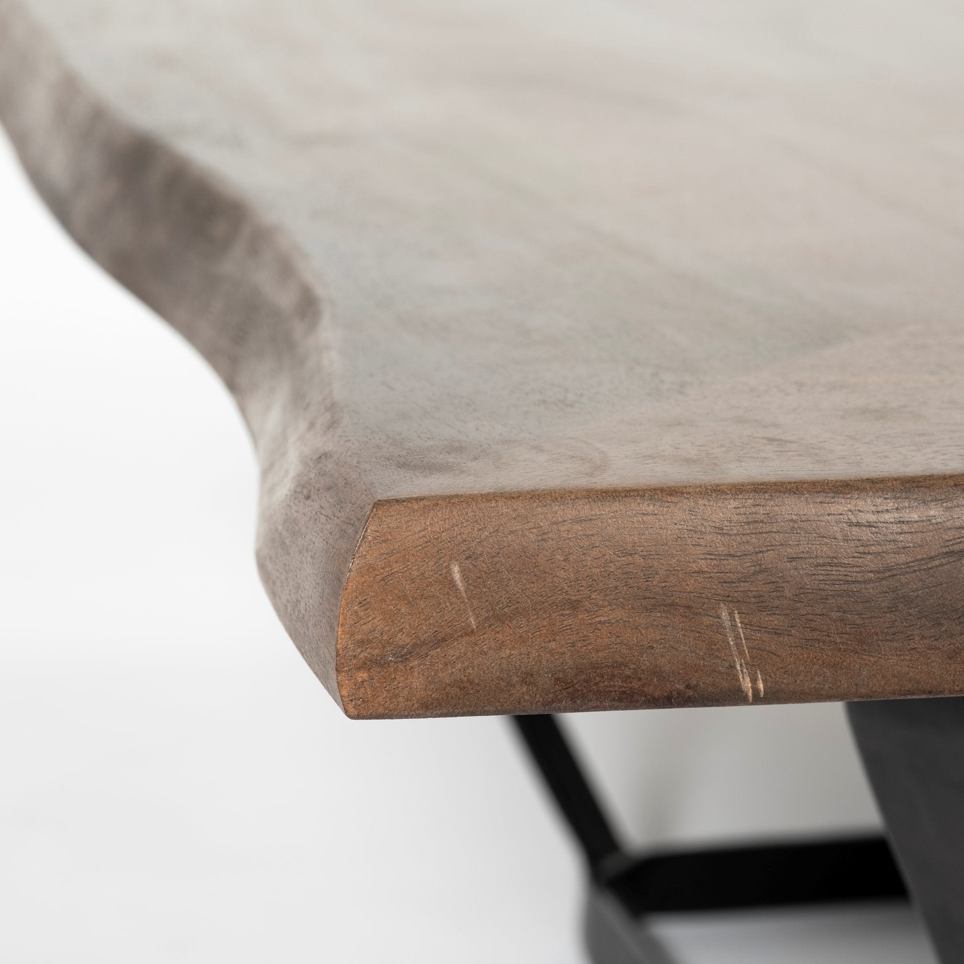Square Solid Wood Top and Black Metal Base Coffee Table