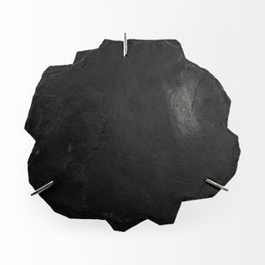 Irregular Live-Edge Slat w/Flat Iron Base Coffee Table Top