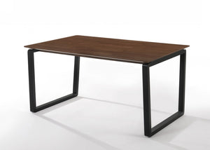 Rectangular Modern Walnut Finish Dining  Table w/ Black Metal U shape legs
