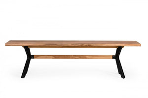 Modern Solid Drift oak Bench w/ Black Powder-coated metal legs