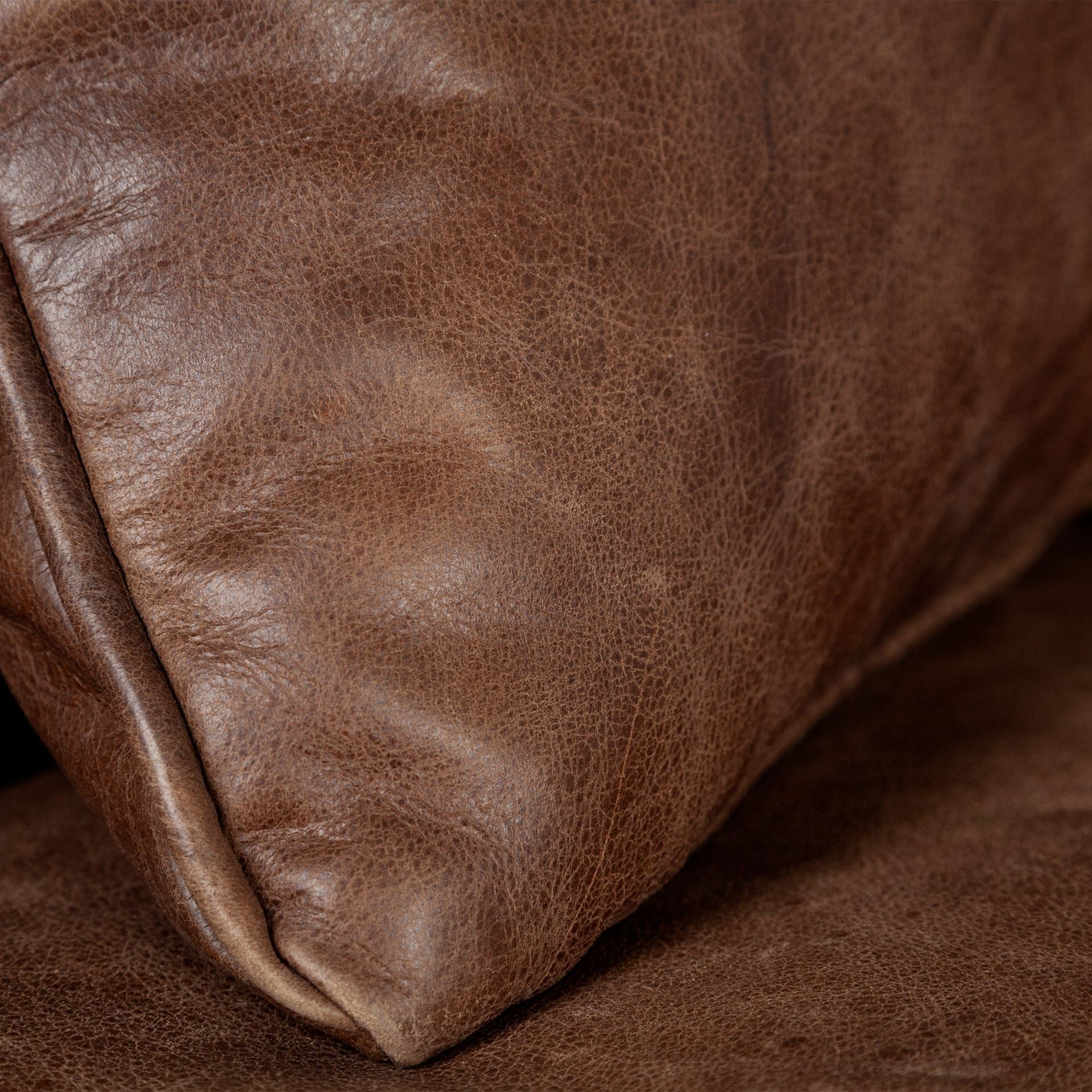 Espresso Brown Top-Grain Leather Wide Accent chair w/  Wooden Frame and Iron Legs