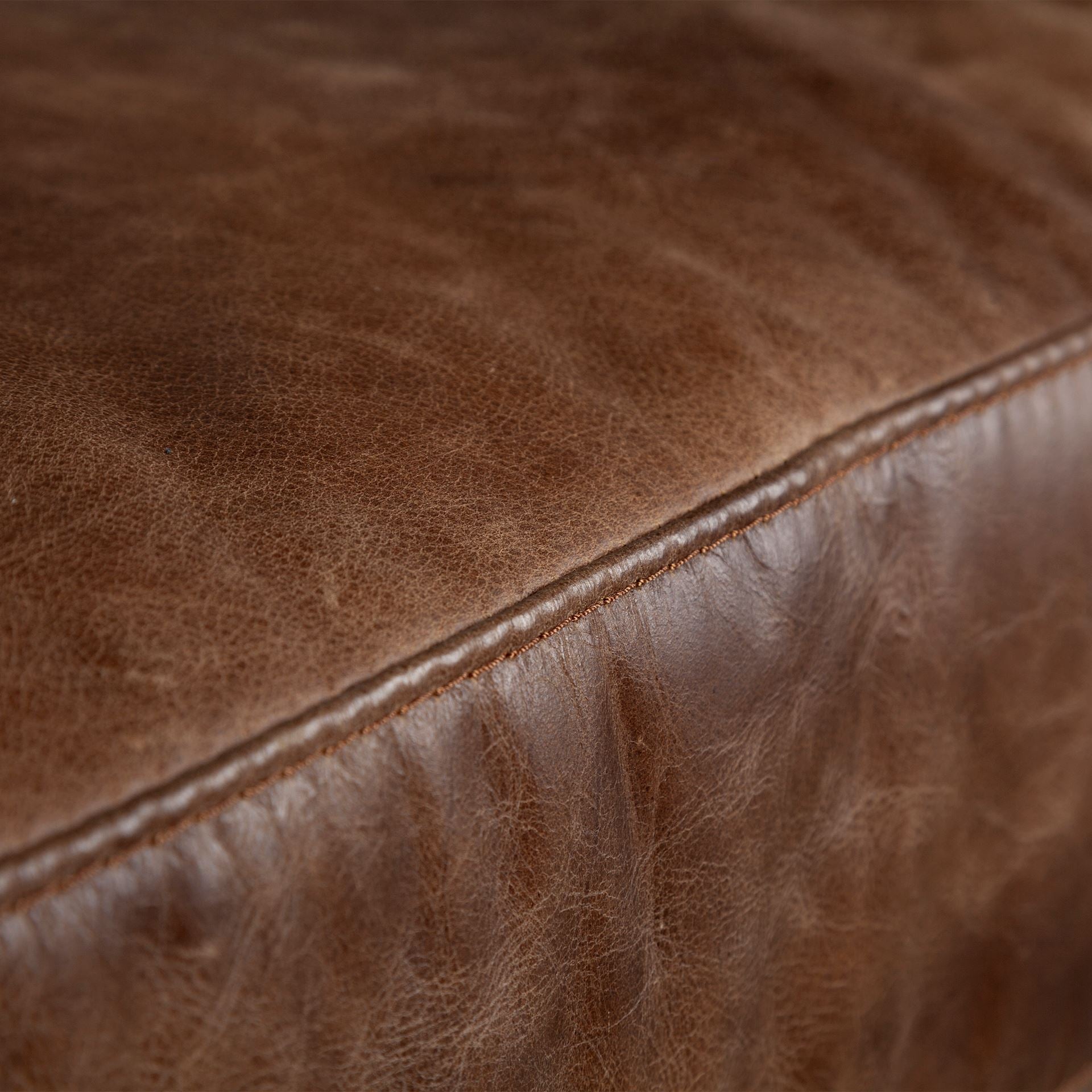 Espresso Brown Top-Grain Leather Wide Accent chair w/  Wooden Frame and Iron Legs