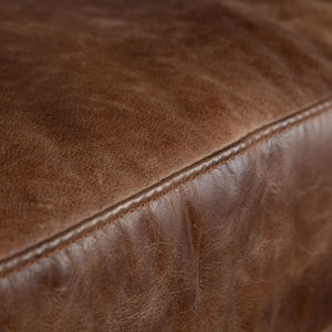 Espresso Brown Top-Grain Leather Wide Accent chair w/  Wooden Frame and Iron Legs