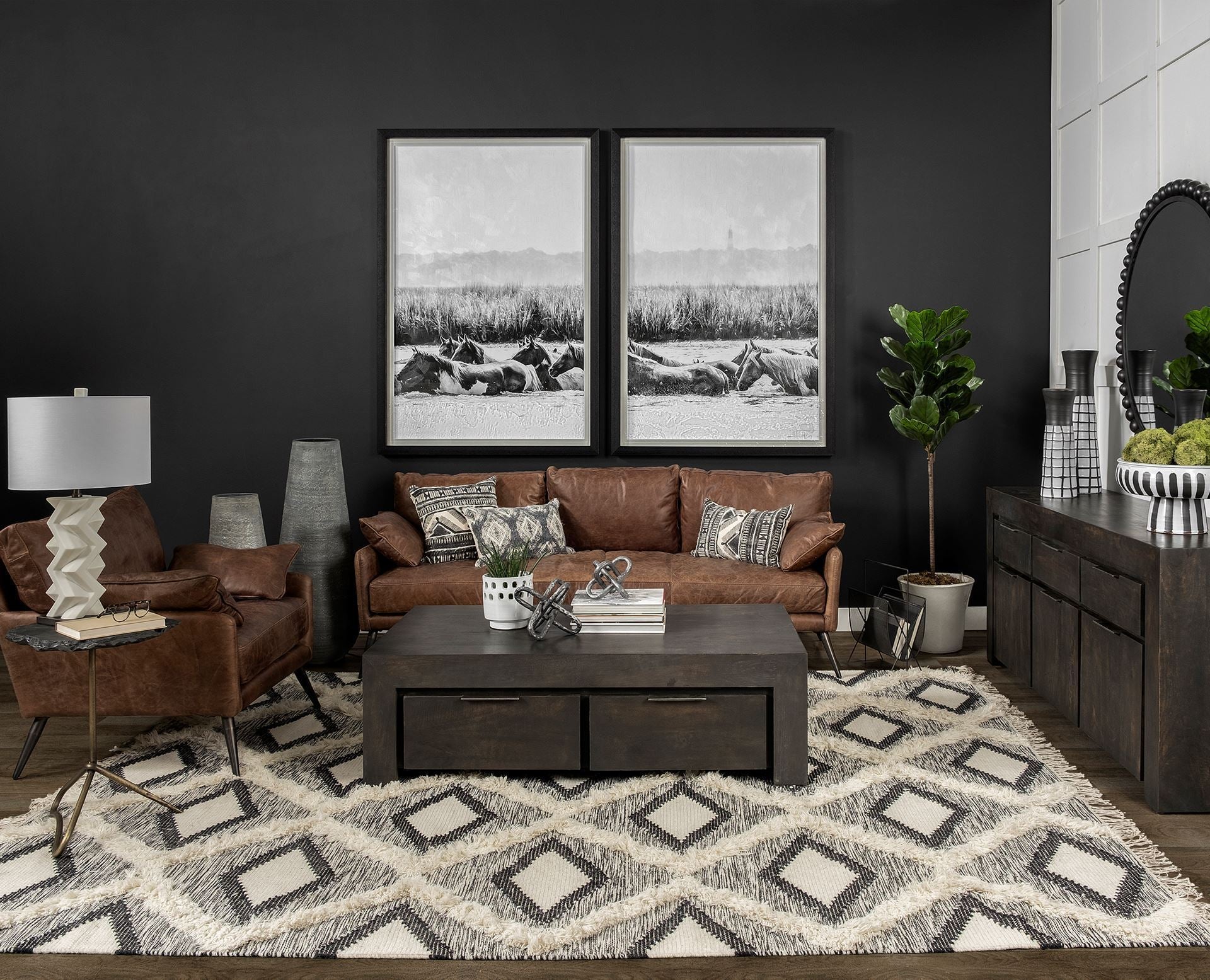 Espresso Brown Top-Grain Leather Wide Accent chair w/  Wooden Frame and Iron Legs