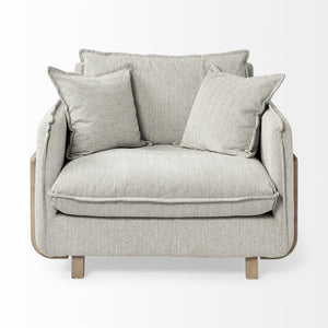 Frost Gray Upholstered Fabric Seating Wide Accent chair w/ Wooden Frame and Lumbar Pillow