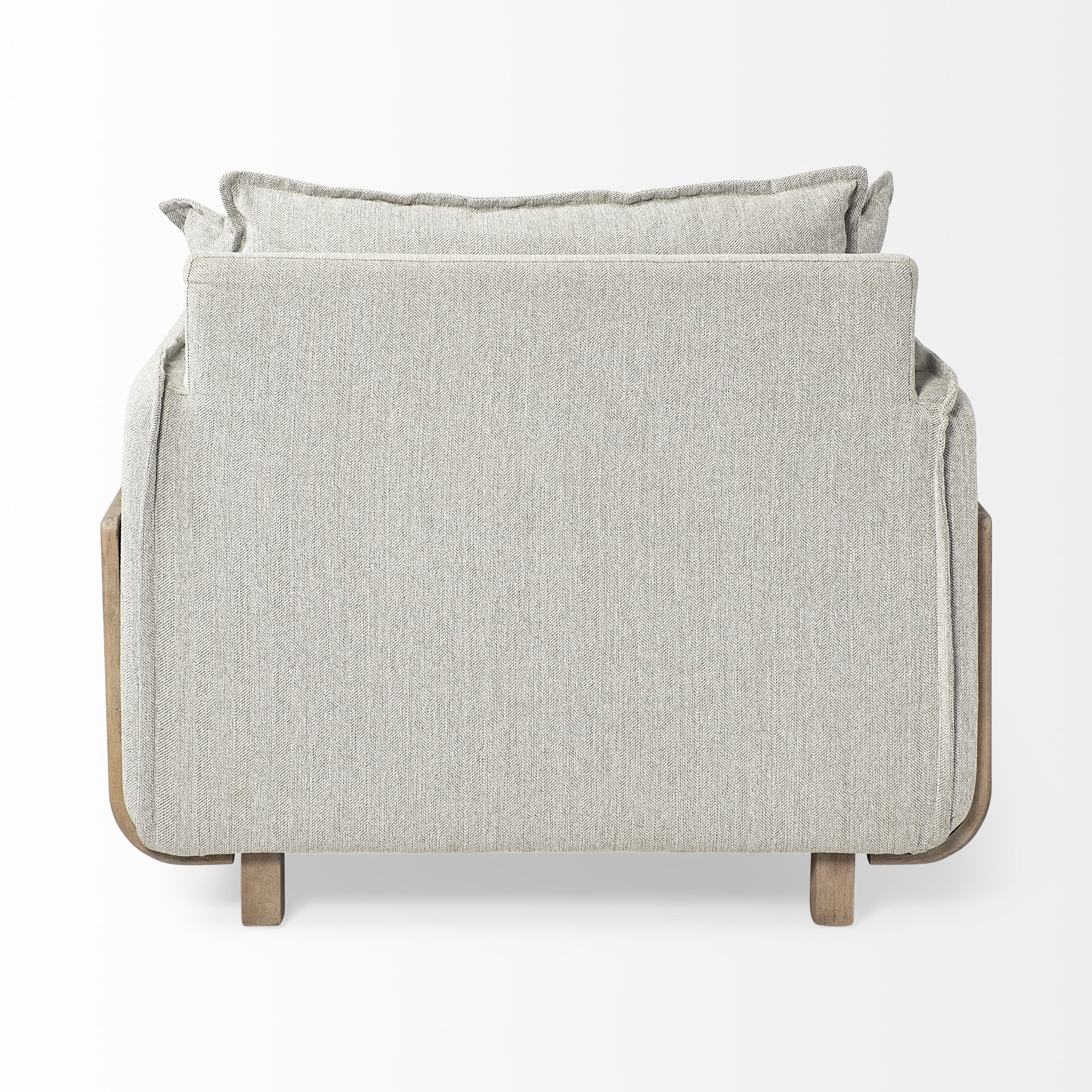 Frost Gray Upholstered Fabric Seating Wide Accent chair w/ Wooden Frame and Lumbar Pillow