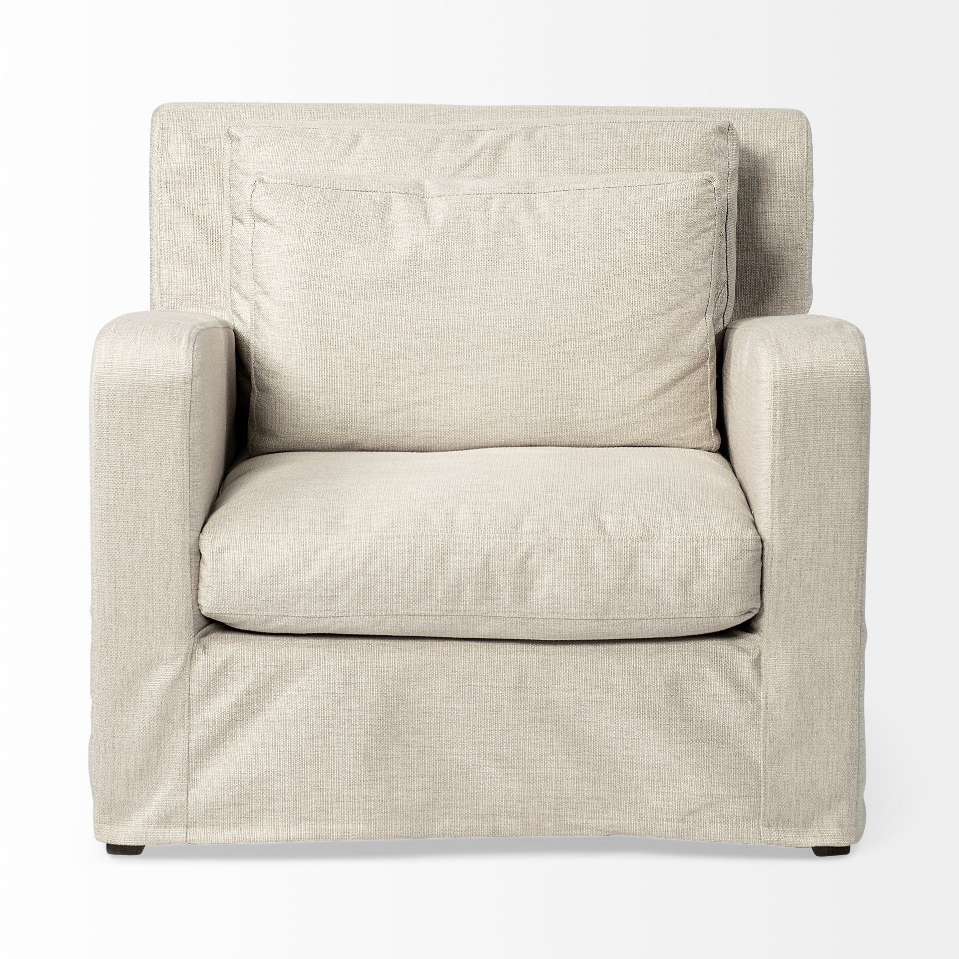 Cream Slipcover Upholstered Fabric Seating  Wide Accent chair w/ Wooden Frame and Legs