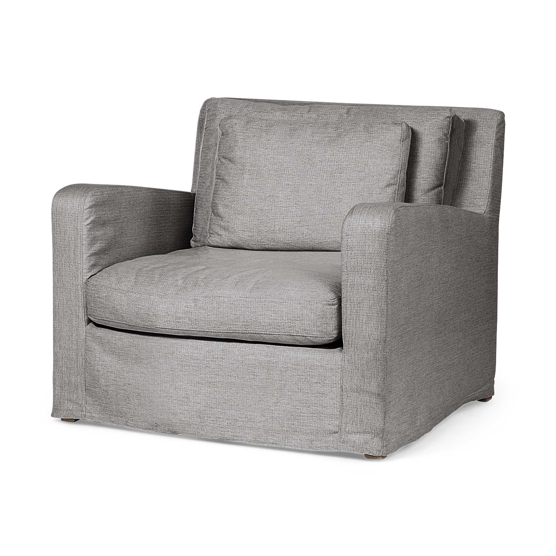 Flint Gray Slipcover Upholstered Fabric Seating  Wide Accent chair w/ Wooden Frame and Legs