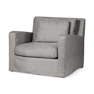 Flint Gray Slipcover Upholstered Fabric Seating  Wide Accent chair w/ Wooden Frame and Legs