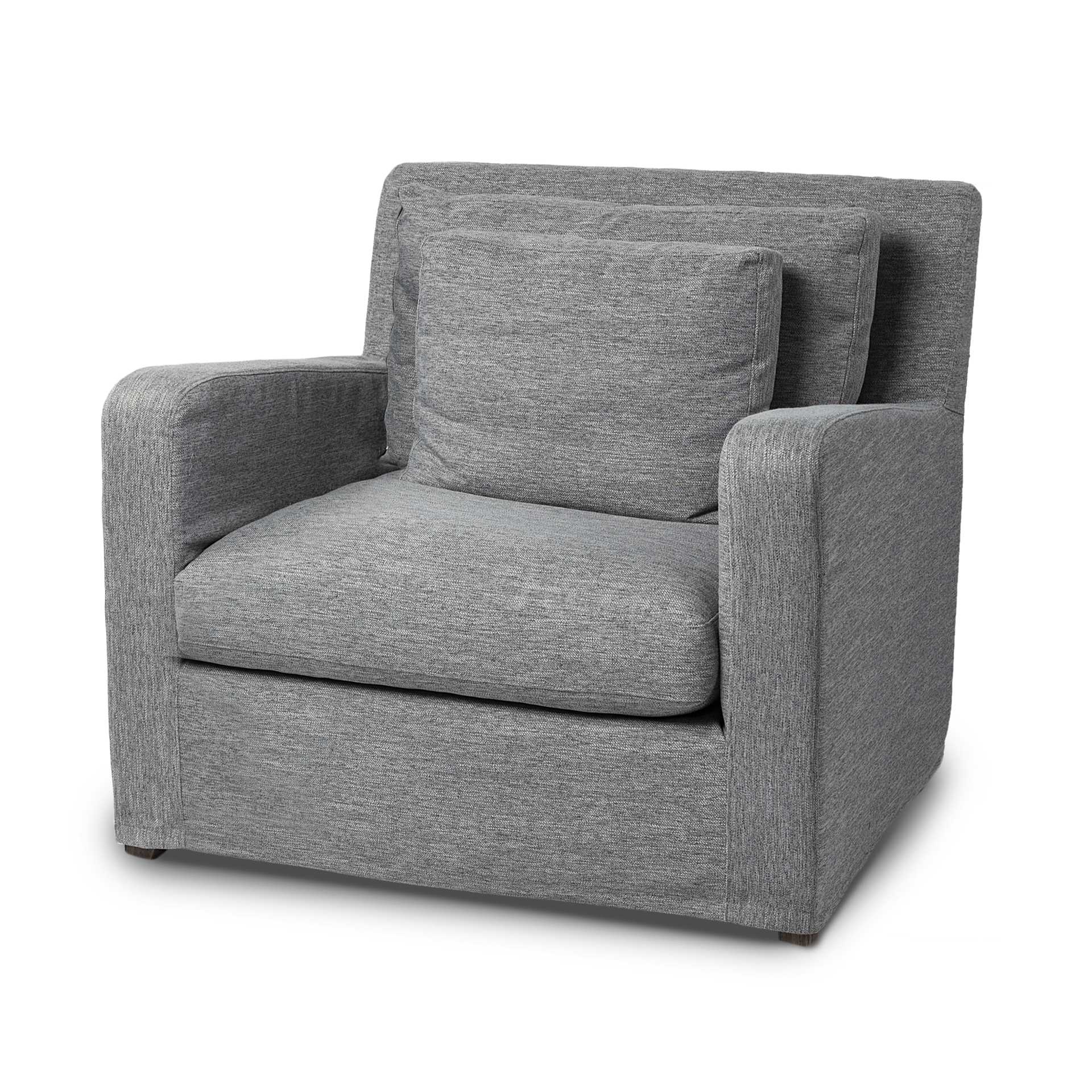 Castlerock Gray Slipcover Upholstered  Fabric Seating  Wide Accent chair w/ Wooden Frame and Legs