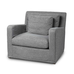 Castlerock Gray Slipcover Upholstered  Fabric Seating  Wide Accent chair w/ Wooden Frame and Legs