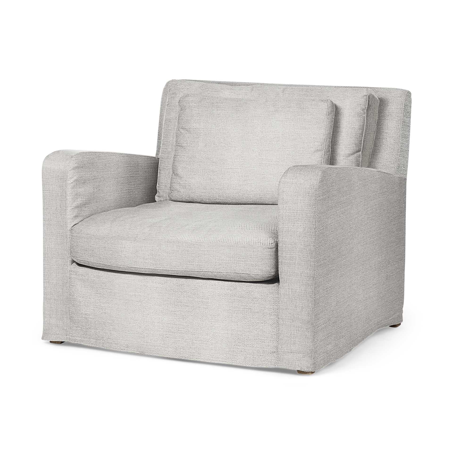 Frost Gray Slipcover Upholstered Fabric Seating  Wide Accent chair w/ Wooden Frame and Legs