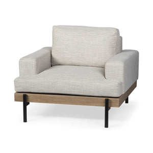 Cream Fabric Wrap Seating  Wide Accent chair w/ Wood and Iron Frame