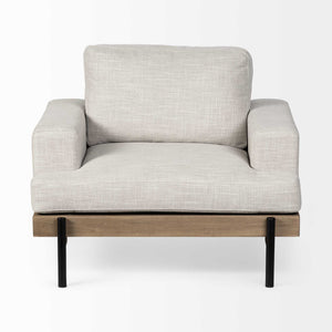 Cream Fabric Wrap Seating  Wide Accent chair w/ Wood and Iron Frame