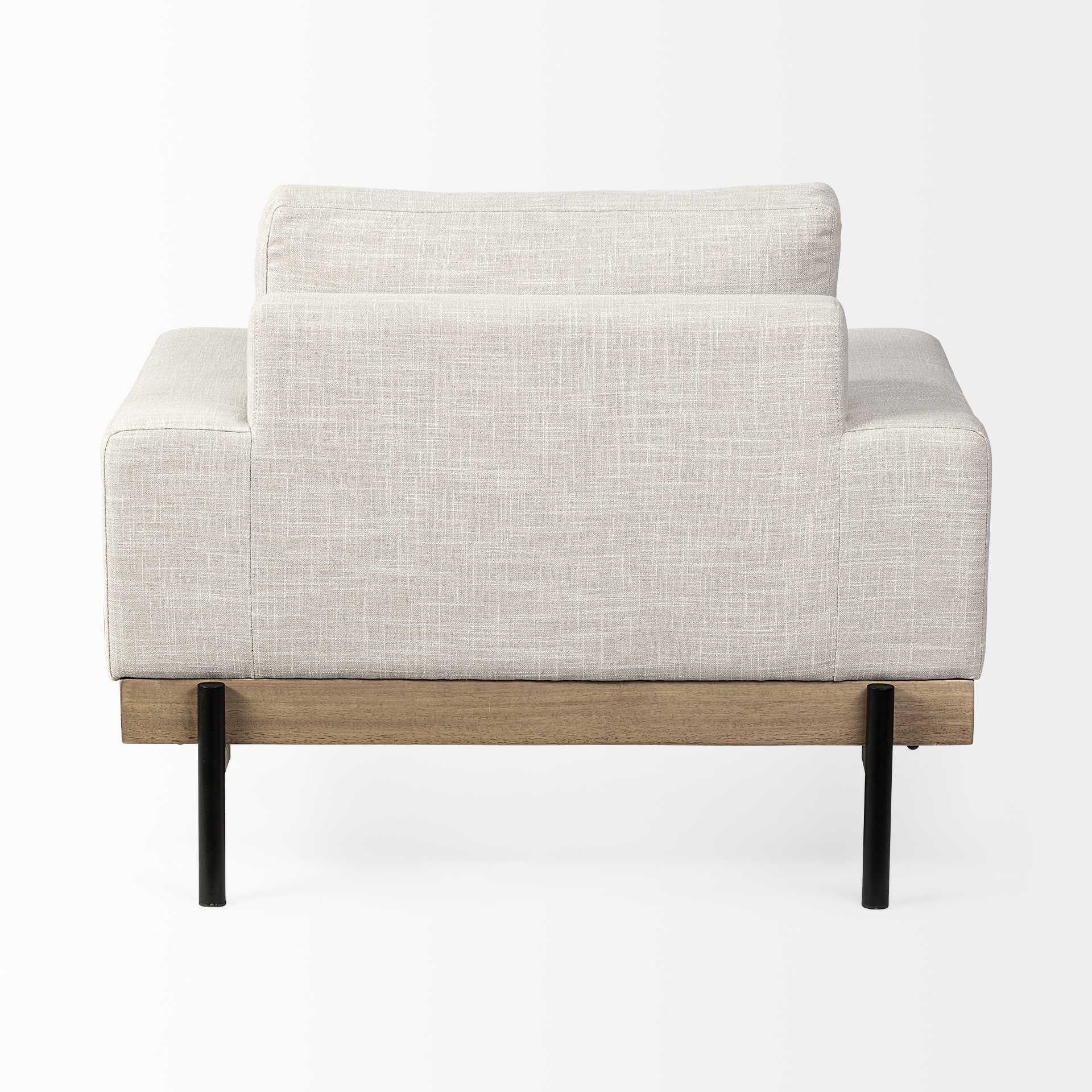 Cream Fabric Wrap Seating  Wide Accent chair w/ Wood and Iron Frame