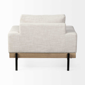 Cream Fabric Wrap Seating  Wide Accent chair w/ Wood and Iron Frame