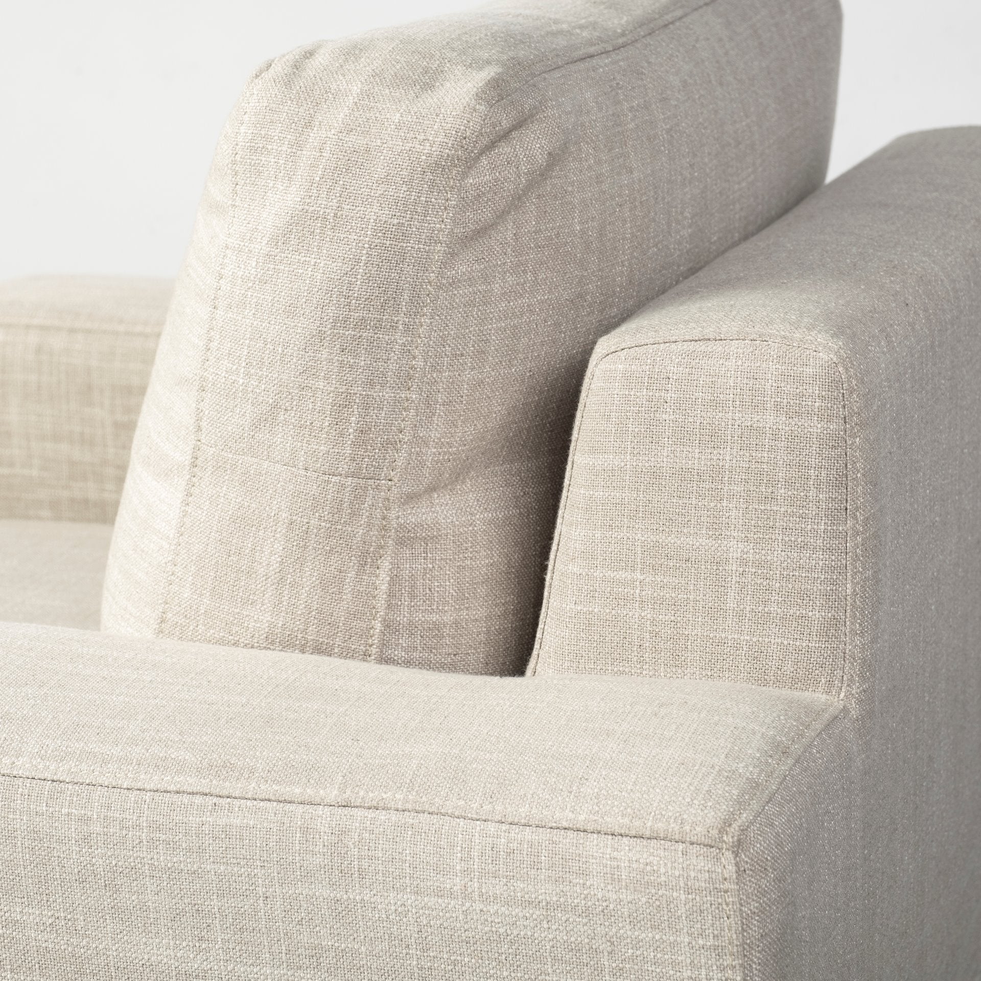 Cream Fabric Wrap Seating  Wide Accent chair w/ Wood and Iron Frame