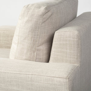Cream Fabric Wrap Seating  Wide Accent chair w/ Wood and Iron Frame