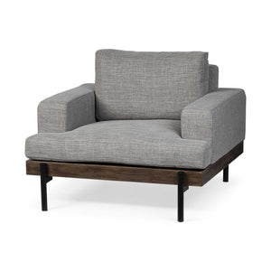 Gray Fabric Wrap Seating  Wide Accent chair w/ Wood and Iron Frame