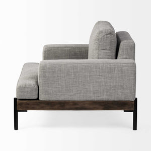 Gray Fabric Wrap Seating  Wide Accent chair w/ Wood and Iron Frame
