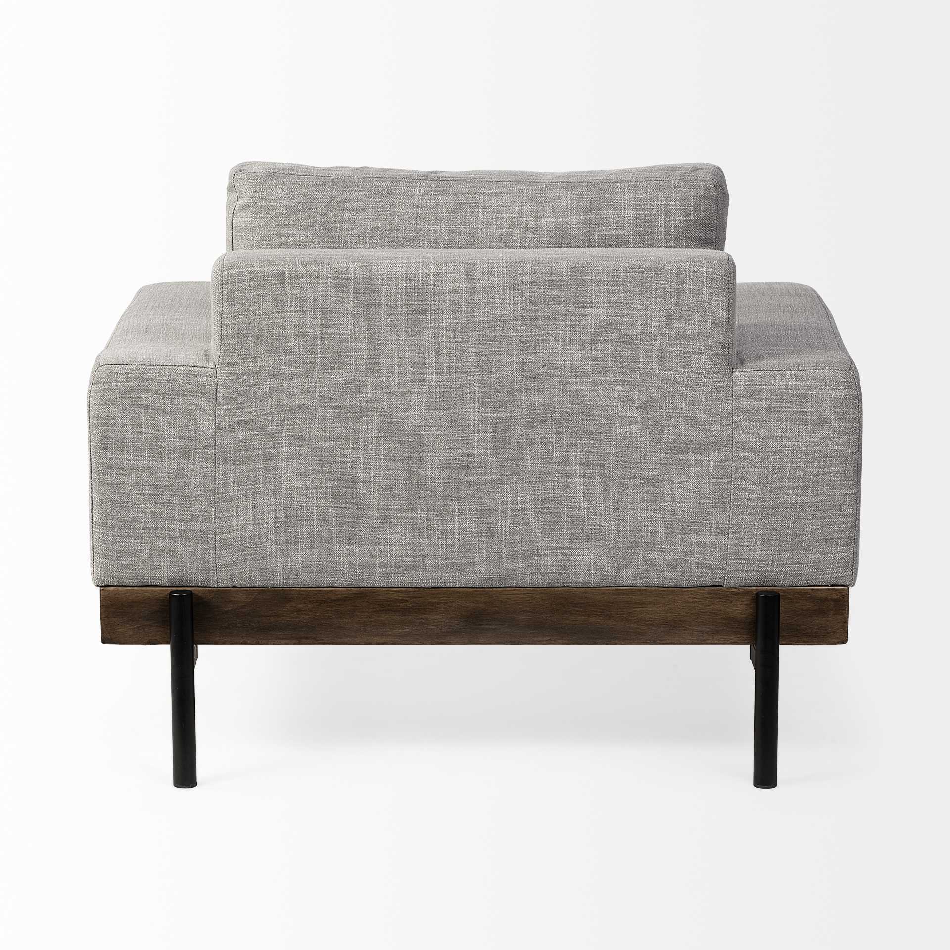 Gray Fabric Wrap Seating  Wide Accent chair w/ Wood and Iron Frame