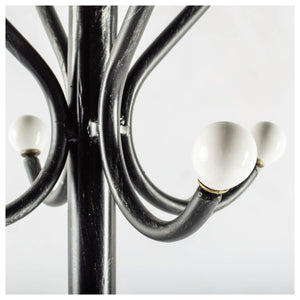 Black Iron White Accent Coat Rack w/ Umbrella Storage