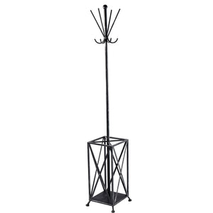 Black Metal Coat Rack w/ Umbrella Storage