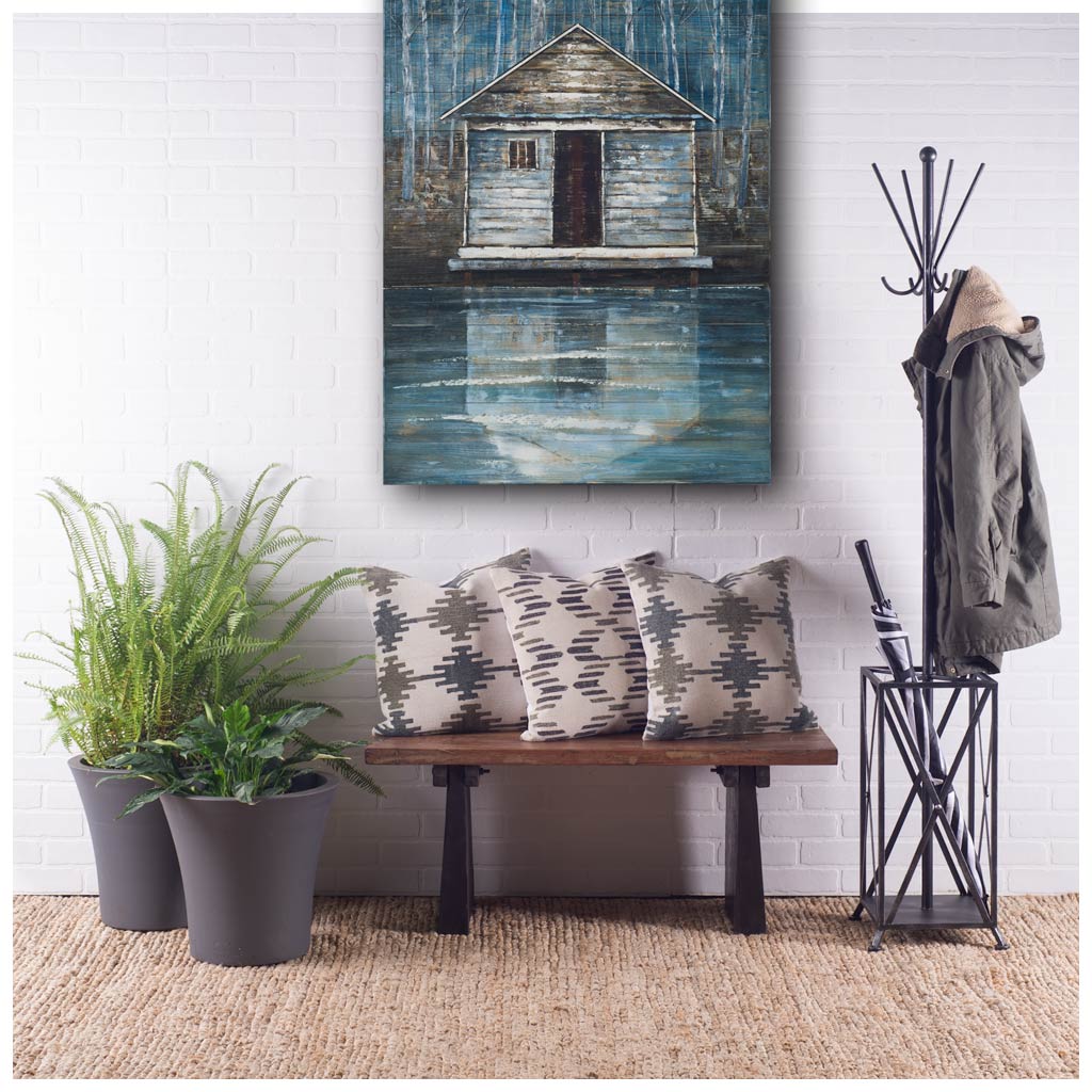 Black Metal Coat Rack w/ Umbrella Storage