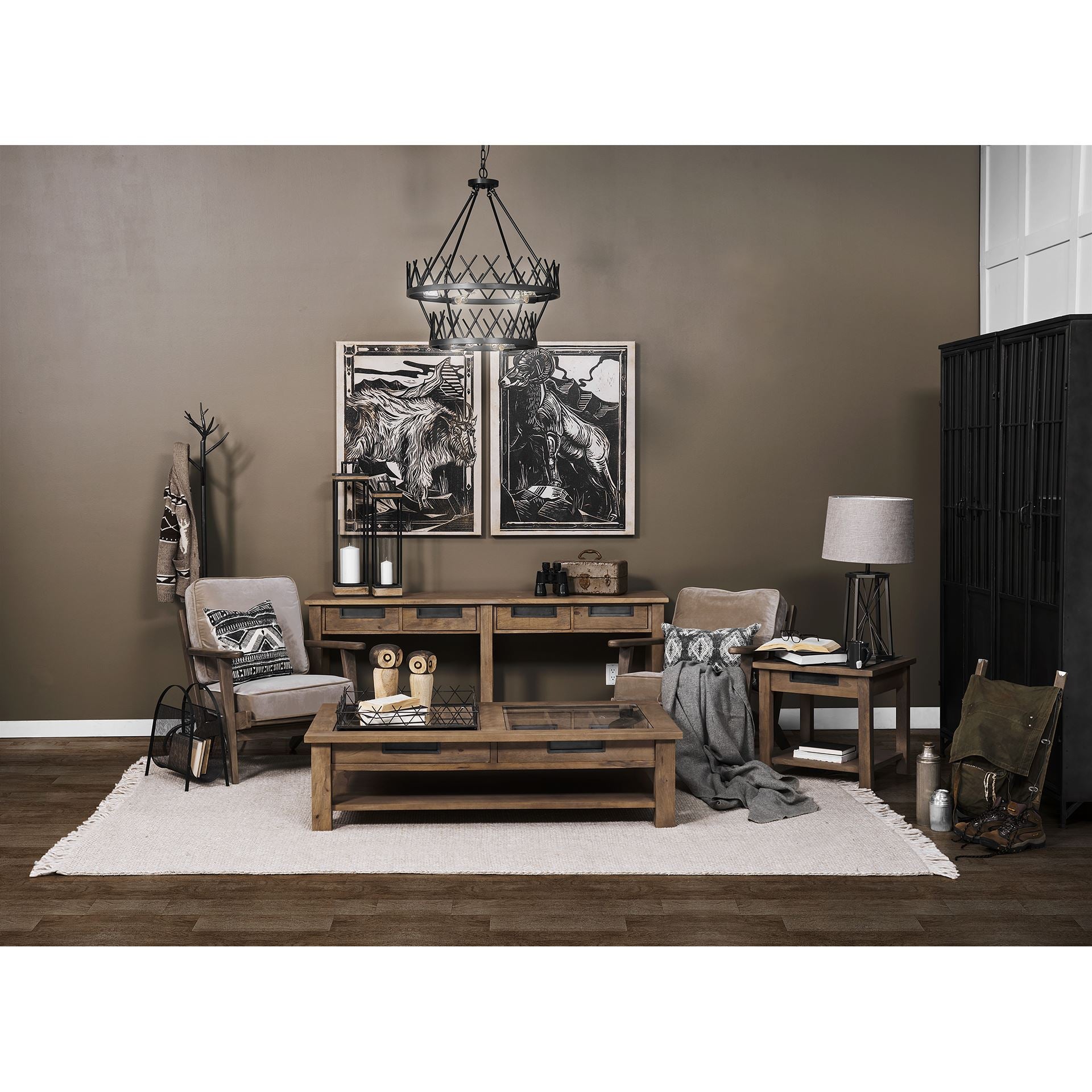 Dark Copper Metal Coat Rack w/ Tree Featuring Hooks