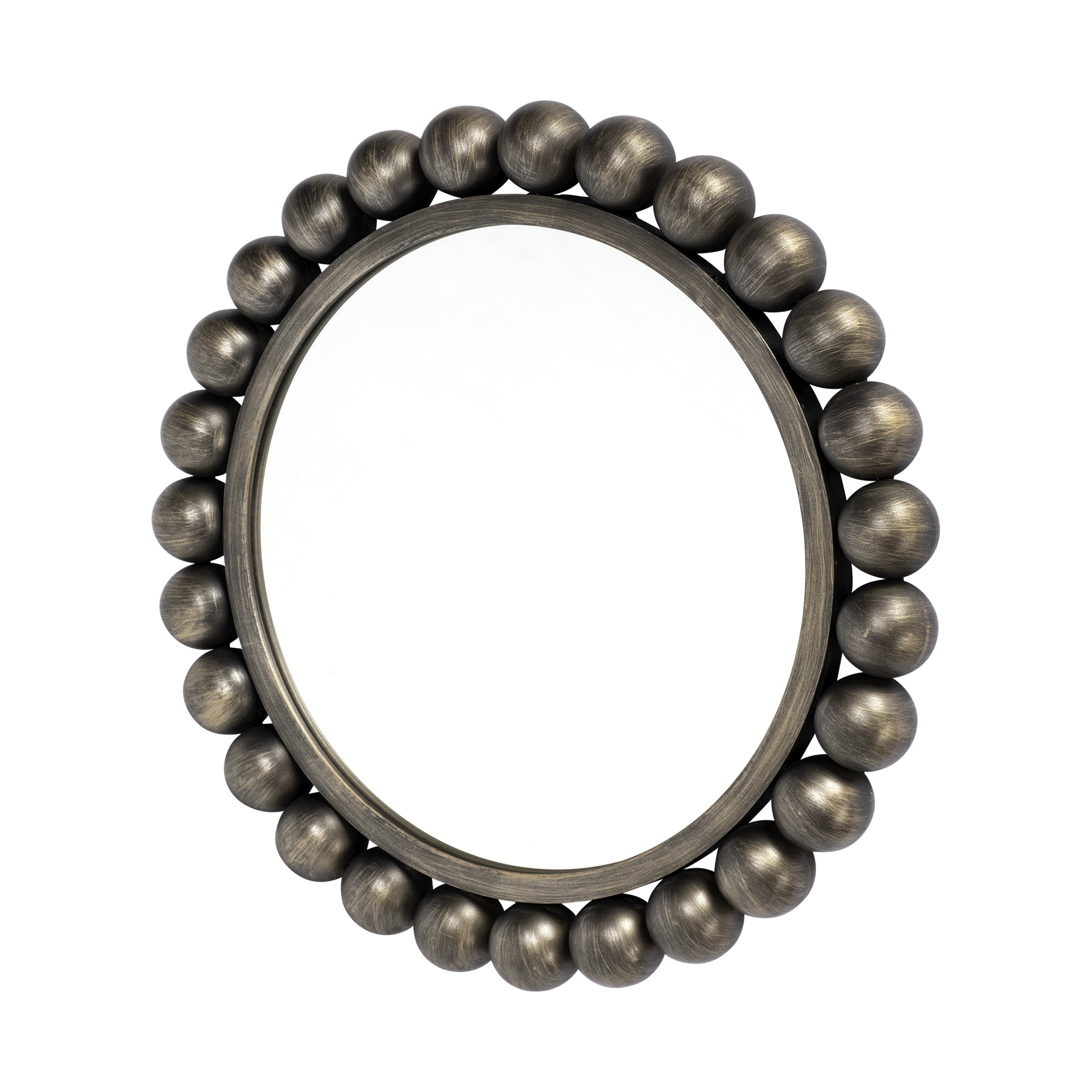 23" Round Black w/Brushed Gold Metal Ball Frame Wall Mirror