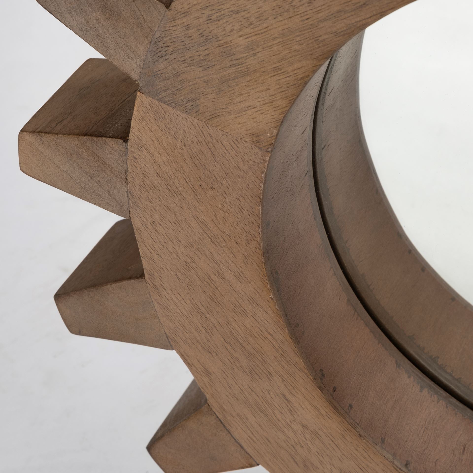 17" Round Brown Wood Frame Wall Mirror