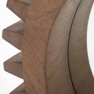 26" Round Brown Wood Frame Wall Mirror