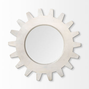 17" Round White Wood Frame Wall Mirror
