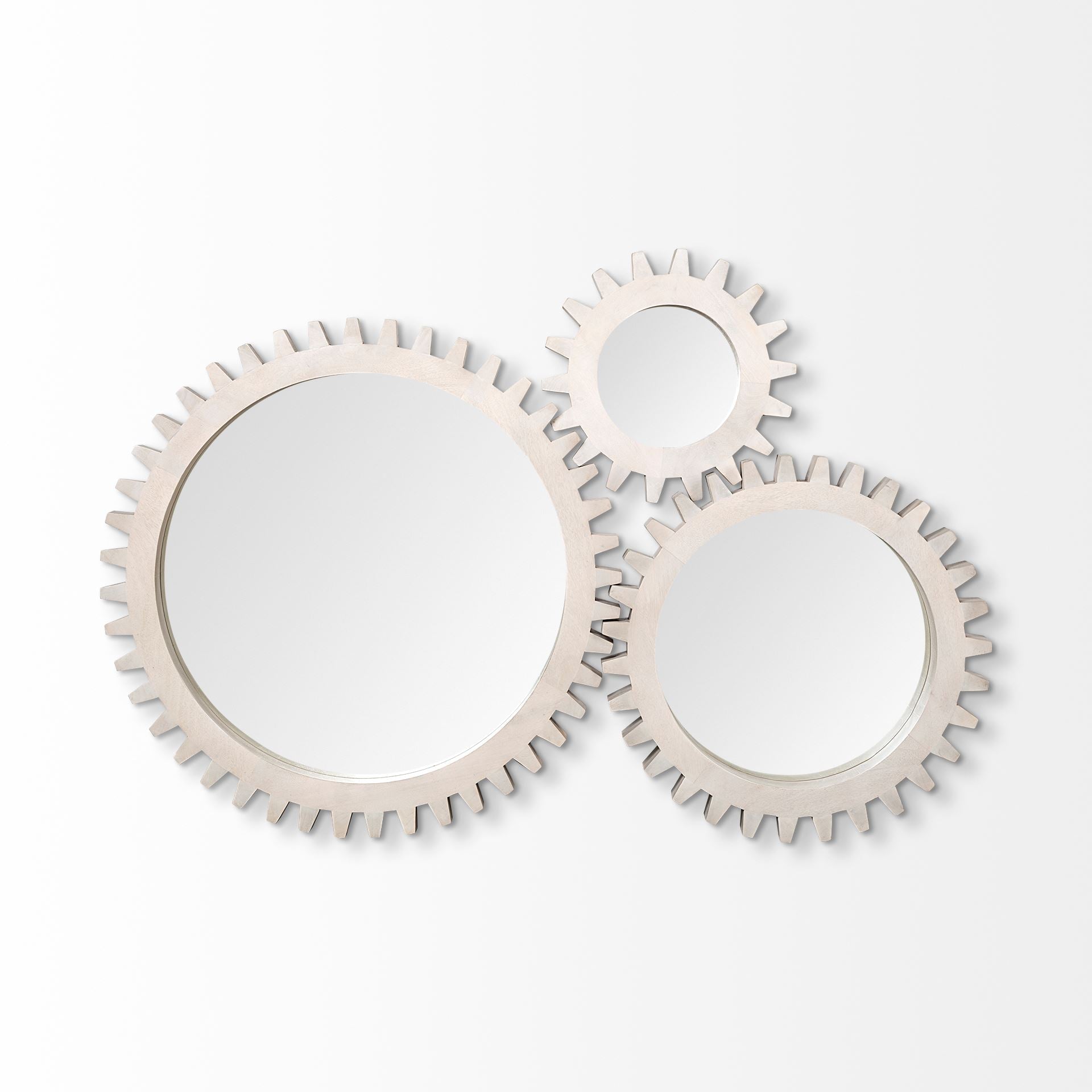 17" Round White Wood Frame Wall Mirror