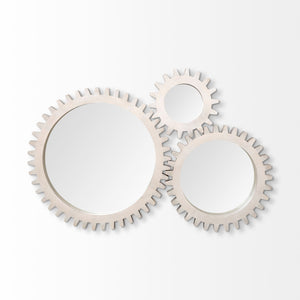 17" Round White Wood Frame Wall Mirror