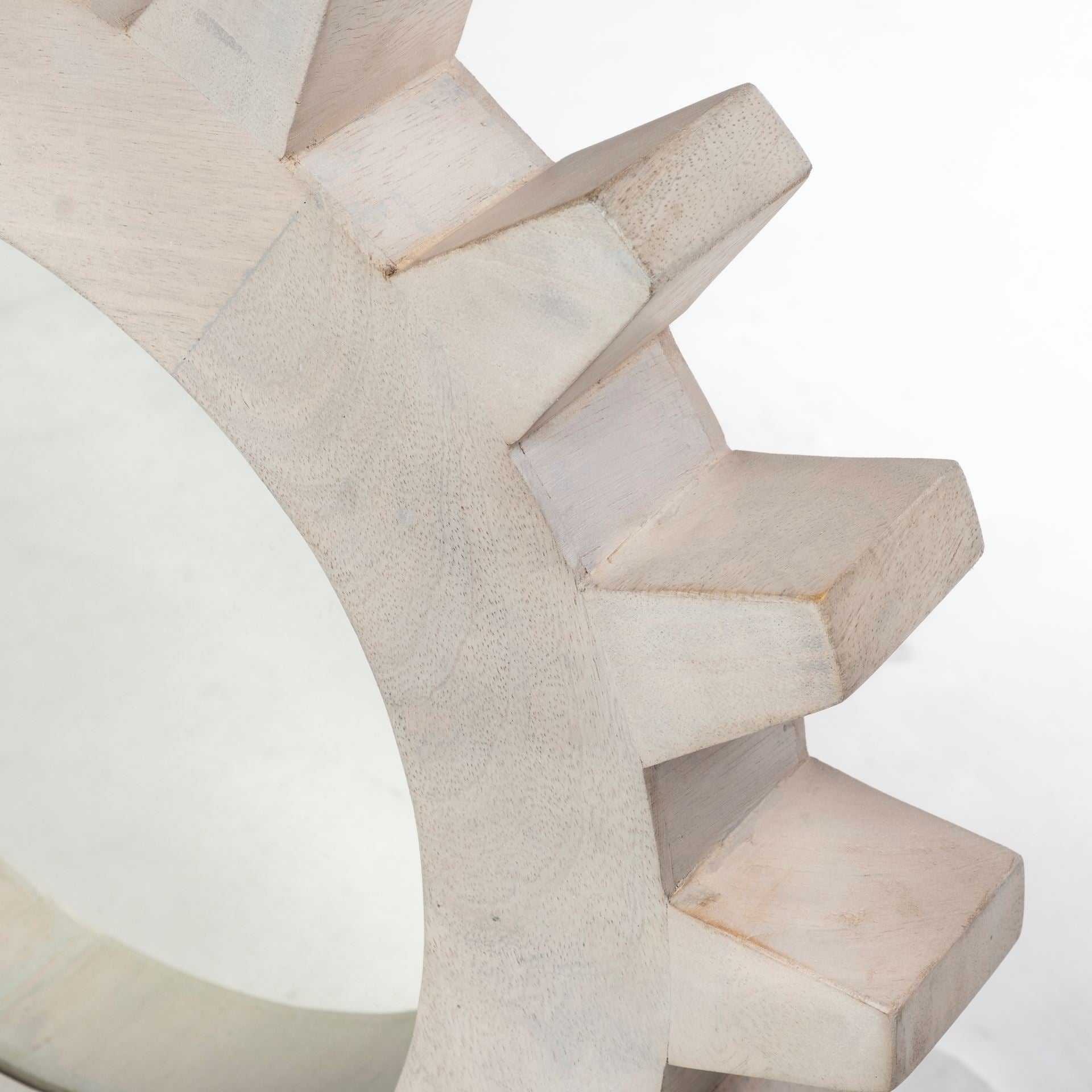 17" Round White Wood Frame Wall Mirror