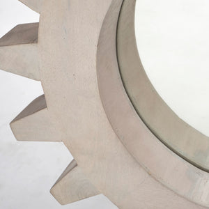 17" Round White Wood Frame Wall Mirror