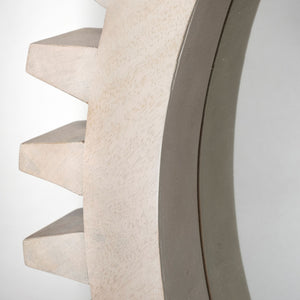 35.5" Round White Wood Frame Wall Mirror