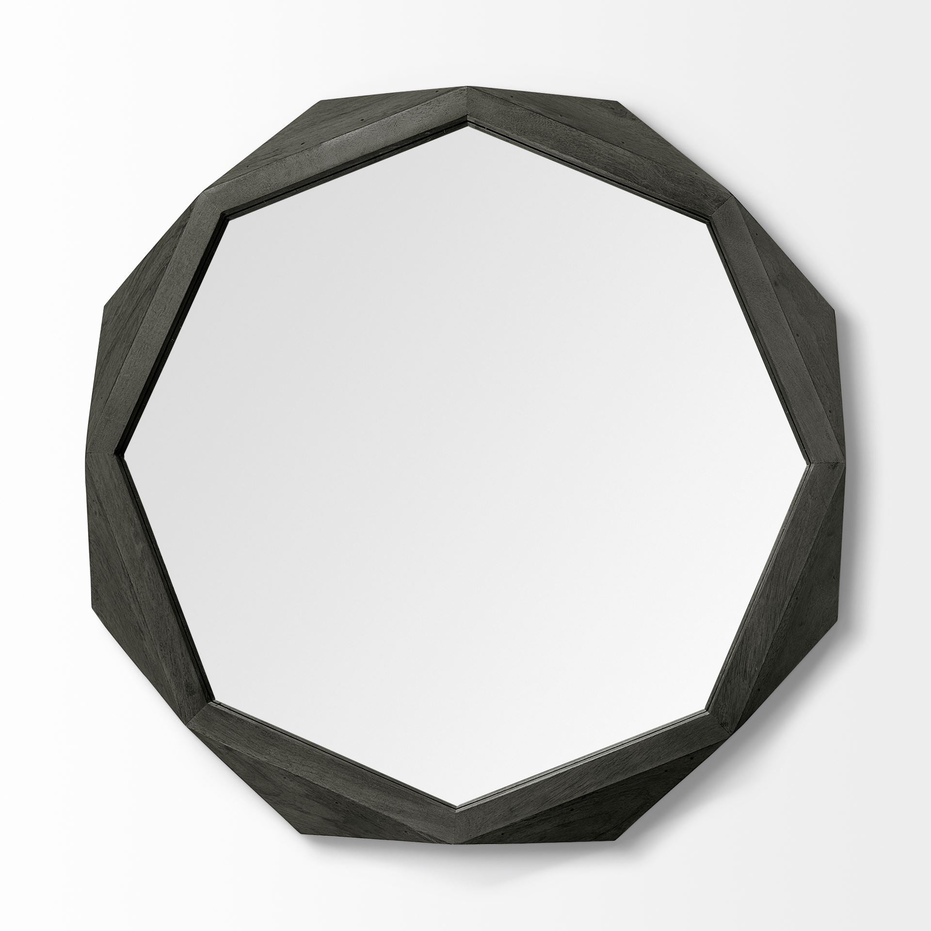 4' Octagon Black Wood Frame Wall Mirror