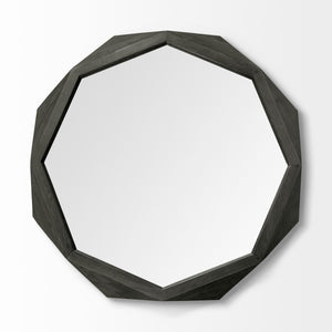 4' Octagon Black Wood Frame Wall Mirror